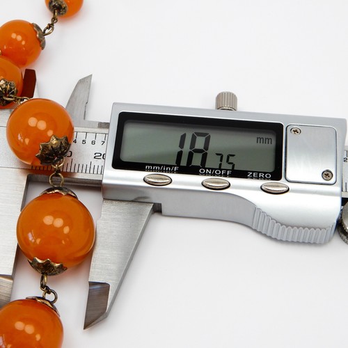 Vintage Soviet 875 Silver Amber Necklace Gold Plated Polished Amber Beads 24" - Picture 14 of 18