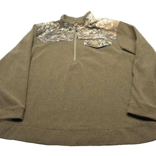 Vintage Realtree Sweatshirt Mens XXL Green Camo Fleece Hunting 1/3 Zip Pullover - Picture 2 of 12