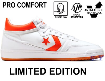 CONVERSE Men's CONS Fastbreak Pro White Orange Leather Skate Sneakers Kicks Shoe