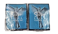 Vtg Silkies Ultra Control Top Queen XL Off Black 03050 Ultra Sheer Leg (2) NWT