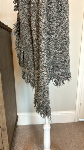 KIKIT | Gray Fringe Button Up Silkblend Cardigan | Large - Picture 12 of 16