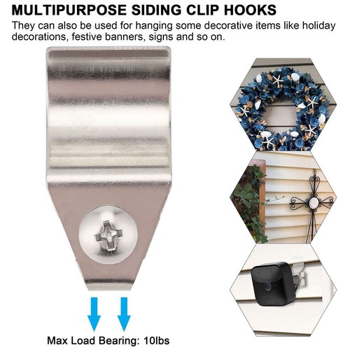 10 Pcs Vinyl Siding Clips Hooks Heavy Duty Hanger No-Hole Needed Outdoor Camera - Picture 11 of 12