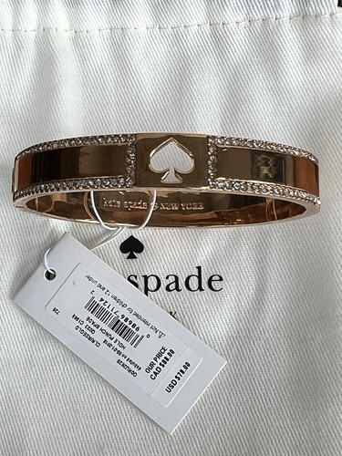 *** NWT Auth Kate Spade Hole Punch Spade Bangle Bracelet Rose Gold $54 - Picture 5 of 6