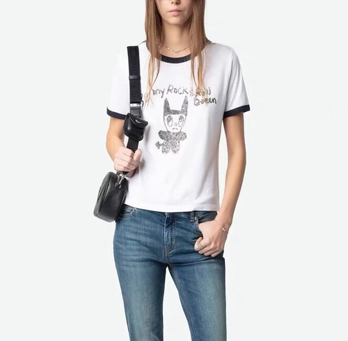 Damen T-Shirt Zadig & Voltaire Rundhals Strass Oberteil - Bild 1 von 6