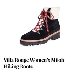 Villa Rouge Womens Miloh Suede Sherpa Lined Lace Up Hiking Boots 11m Black