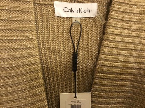 Rare CALVIN KLEIN Front buckle sparkles Open Front Duster Cardigan Sz 1X NEW - Picture 2 of 10