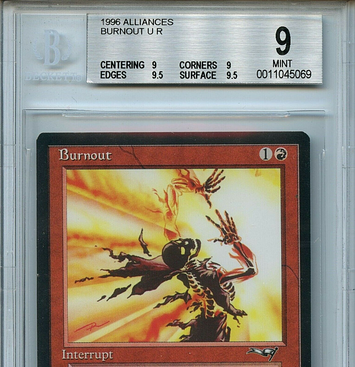 MTG Burnout BGS 9.0 (9) Mint Alliances Magic Card Amricons 5069 MTG Burnout BGS 9.0 (9) Mint Alliances Magic Card Amricons 5069