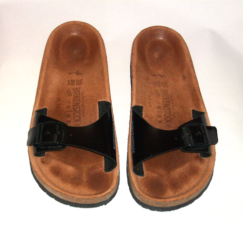 Birkenstock Womens Slip On Slider Style Sandals in black Patent Leather Size 39 - Picture 4 of 7