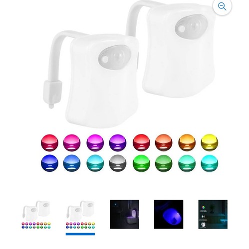 Toilet Light Motion Sensor 16 Colors Changing (2 Pack)Led Glow Bowl inside Toil - Picture 9 of 10