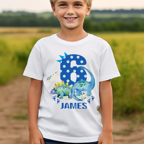 Personalised Dinosaur 6th Birthday Kids T-Shirt Name Gift Boys Girls Top #TA-195 - Picture 31 of 32