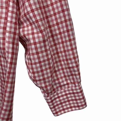 Brooks Brothers 346 Herren Button Down Hemd Medium Langarm bügelfrei rot kariert - Bild 6 von 12