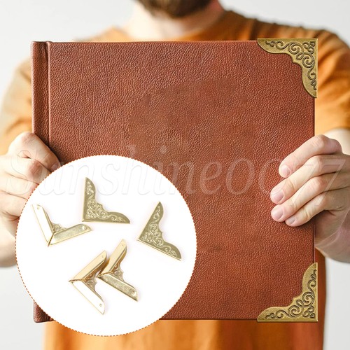 Vintage Metal Book Corner for Scrapbook Photo 0.91" Length Golden Pack of 20 - Picture 2 of 6