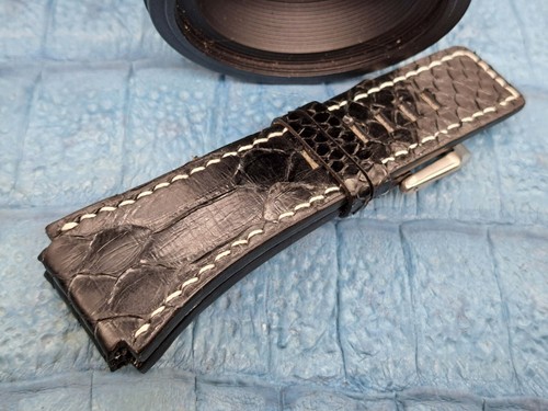 Correa de reloj de cuero exótico de 26 mm/24 mm diseño minimalista vintage a medida - Imagen 5 de 10