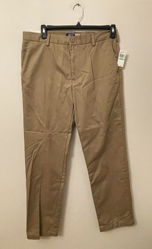 Nuevos con etiquetas Pantalones Chinos Americanos Izod Sin Hierro Frontal Plano Recto Talla 34 x 32 Beige para Hombre - Imagen 7 de 8