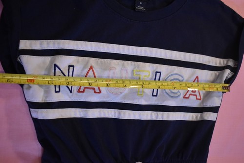 Nautica Girls Cap Sleeve Logo Dress Rainbow Logo Knee Length Deep Navy Size 6x - Picture 4 of 7
