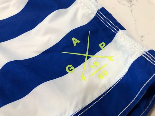 Gap Kids Boys XXL 14-16 Blue & White Striped Trunks UPF 50 Board Shorts Swimsuit - Picture 2 of 5