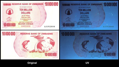 Simbabwe 10 Millionen Dollar Trägerscheck, 2008, P-55a, UNC X 10 STCK. - Bild 3 von 3
