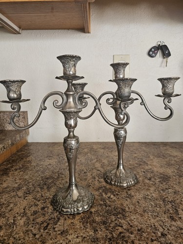 Candelabra Pair Vintage Silver - Picture 3 of 3