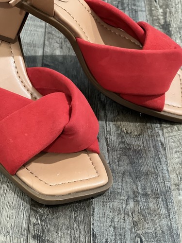 Alex Marie Suede Block Heels Tan/red size 6M - Picture 3 of 7