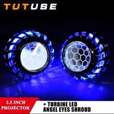 Universal 2.5 " MINI Honeycomb Bixenon Projector  Lens Turbine Angel Eye Mask