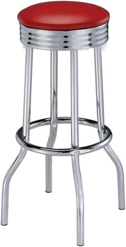 Coaster Home Furnishings Hopkins Upholstered Top Bar Stools Red and Chrome - Picture 3 of 3