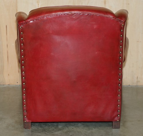 FEINES PAAR ANTIKE ART DECO 1920ER BORDEAUX LEDER TIEFE FLÜGEL CLUB SESSEL - Bild 23 von 24