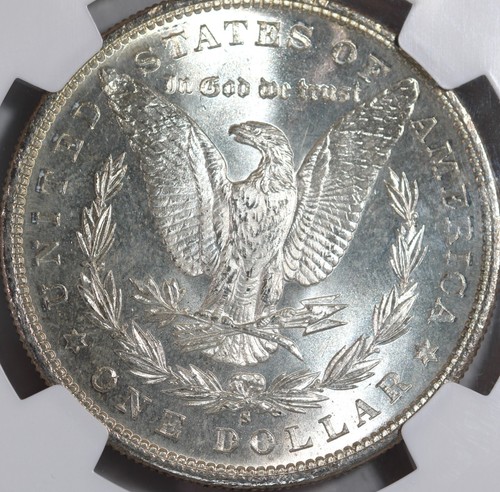 1881 S Morgan Silver Dollar NGC MS64-Obverse Crescent Toning - Picture 4 of 4