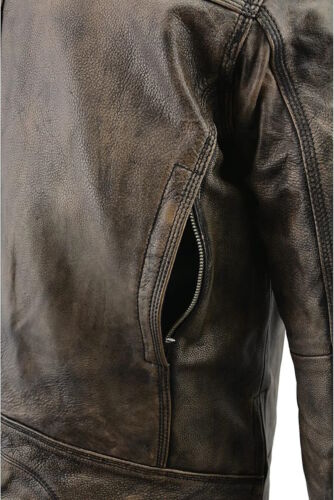 GIACCA MOTO PREMIUM IN PELLE BOVINA DA UOMO MARRONE INVECCHIATO - SA66 - Foto 6 di 7