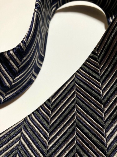 DOLCE & GABBANA VINTAGE 90er GESTREIFTE GEWEBTE KRAWATTE GLÄNZEND GRAU SCHWARZ ITALY 100% SEIDE - Bild 1 von 12