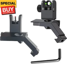 45 Degree Offset Fiber Optic Iron Sights, Flip Up Front and Rear Sight Backup Si