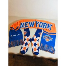 NY Knicks NBA Basketball Winter Scarf 50x7" Plus Knicks Sox Set- Bundle