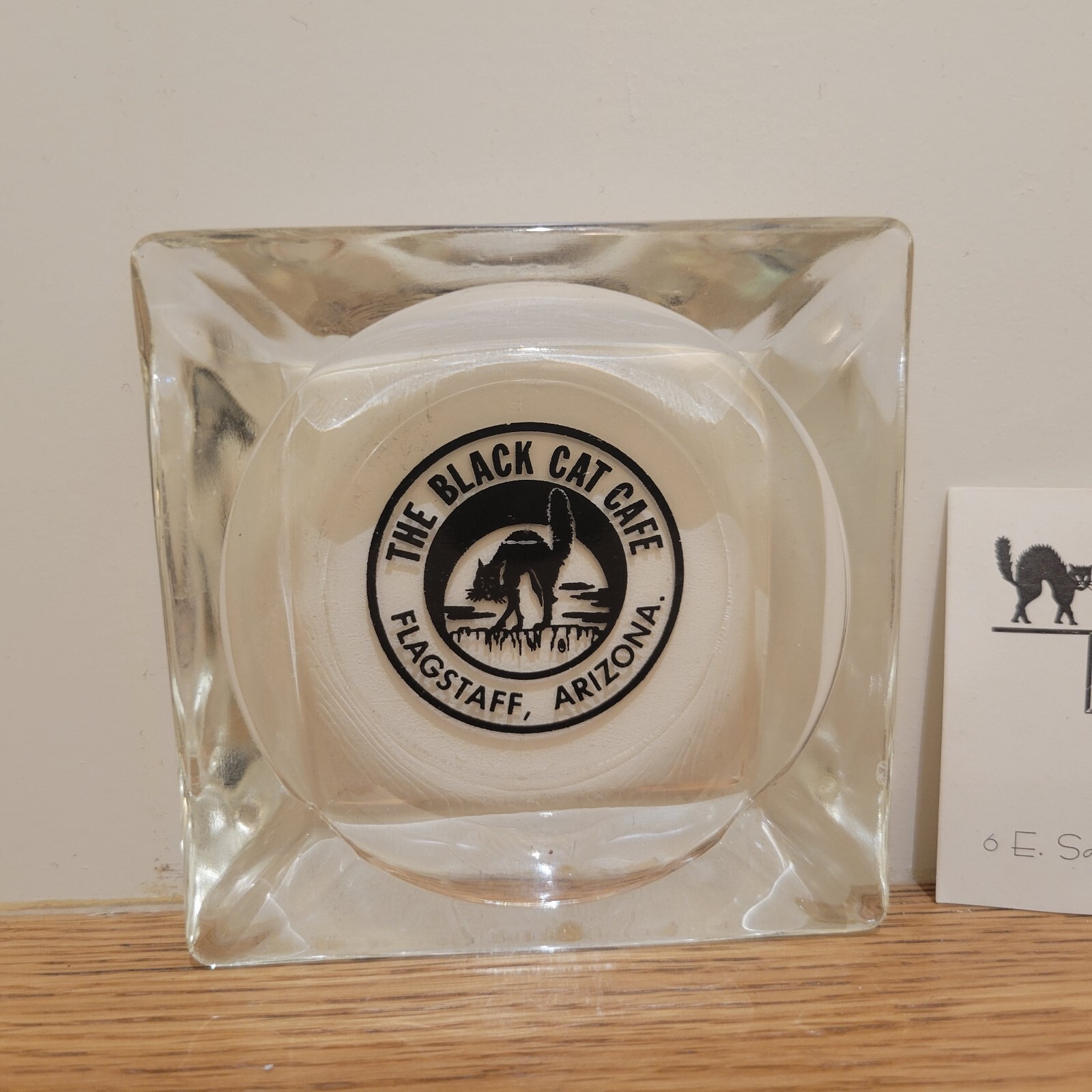 Vintage Black Cat Cafe Ashtray and Card Menu Flagstaff Arizona Route 66