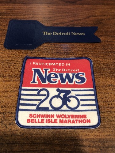 Detroit News Sammlerstücke Schwinn Fahrrad Belle Isle Patch & Seitenmarkierung