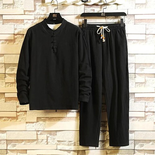 (Shirt + trousers) 2025 autumn fashion men shirt spring Man Cotton and linen - Picture 17 of 28