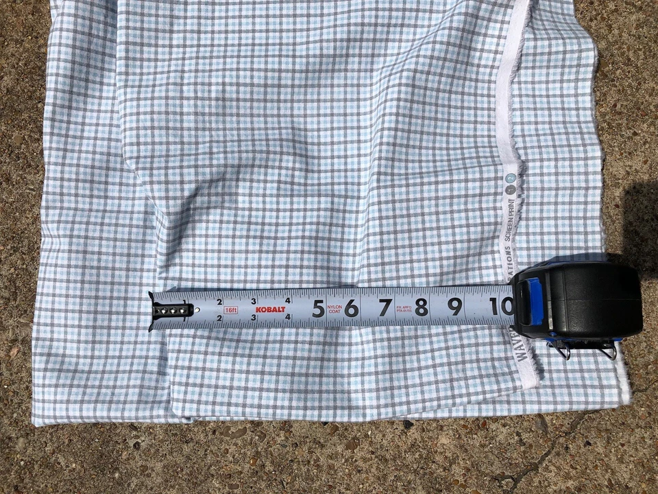 "Tela serigrafiada Waverly Inspirations 2 yardas azul gris y blanco a cuadros 42"" W" Foto 3 de 4