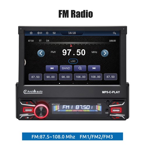 Single 1 DIN 7" Apple Carplay Android Auto Car Stereo Flip Out Touch Screen MP5 - Picture 8 of 15