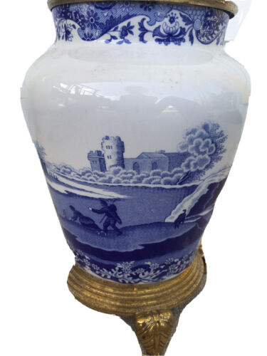 SPODE Blue and White Ginger Jar Italian Table Lamp Footed Brass Base England - Picture 4 of 13