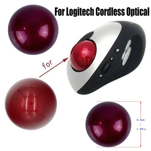 Mouse Ball Trackball 4.3 cm/ 1.69”for Logitech Cordless Optical Trackman T-RB22 - Picture 2 of 6