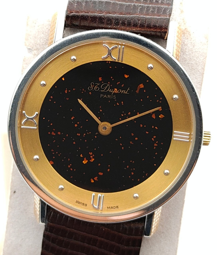S.T. DUPONT Paris Swiss Ref 199.11 Chinese Lacquer Dial Gold Lugs 32mm Men Watch