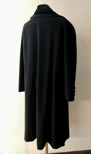 Damen 80er Vintage zweireihiger Wollmantel mit Samtschalkragen - Bild 7 von 14