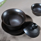 black pottery gaiwan Chinese ceramic tureen cup bowl with saucer lid 150ml new