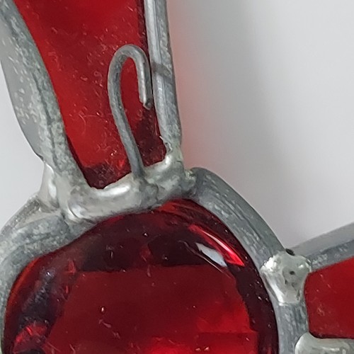 Vintage Bevel Stained Glass Cross Red 6" x 4" - Picture 8 of 10