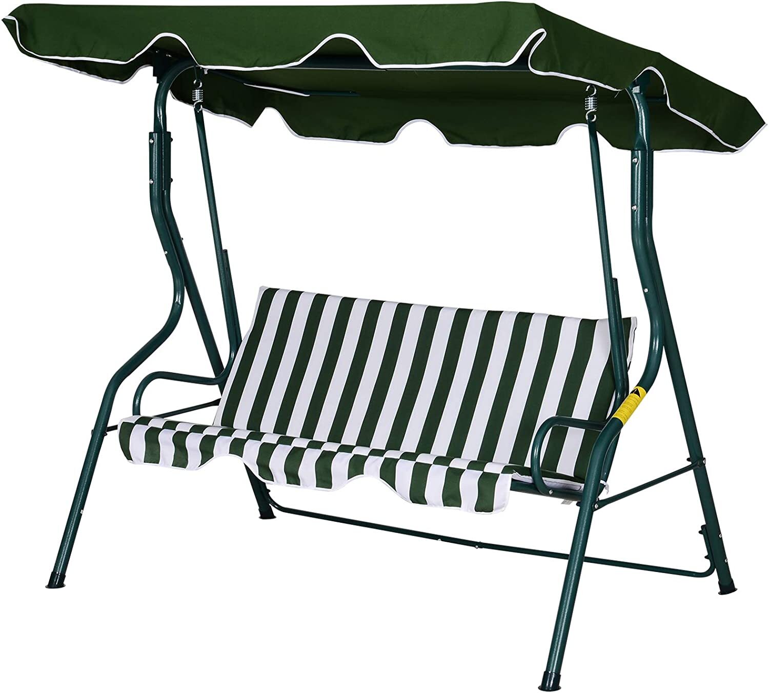 Outsunny 3 plazas banco columpio jardín ajustable dosel marco de metal verde