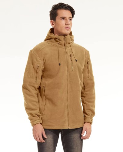 Men's Atheletic Fleece Jacket Full-Zip Hooded Coat Winter Warm Hiking Jacket - Picture 44 of 47