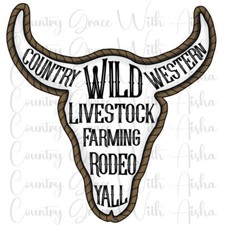 Sublimation Transfer Bull Skull Western Ready To Press Heat Transfer