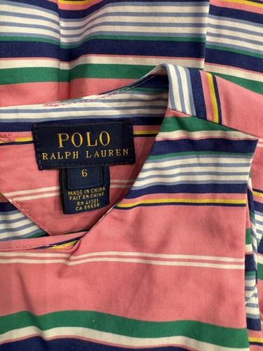 Polo Ralph Lauren Girl’s Size 6 Striped Pink Dress Sundress 100% Cotton Coastal - Picture 3 of 4