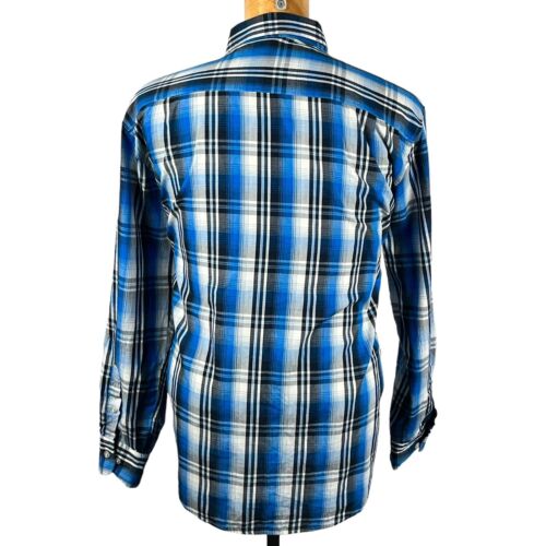 Polo Club Para Hombre Azul Cuadros Pestaña Enrollable Manga Cuello Punta Abotonado Talla XL - Imagen 2 de 24