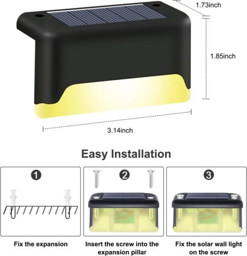 LED Solar Step Lamps Path Stairs Outdoor Garden Lights Waterproof Balcony Light - Picture 12 of 21