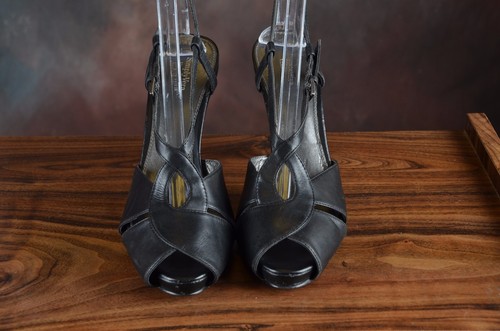Simply Vera Wang Black Leather Platform Strappy High Heel Sandal Sz 8.5m (K) - Picture 2 of 12