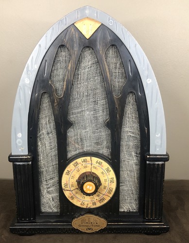 GEMMY R.I.P Ghul Ton Spuk BELEUCHTETES SPRECHENDES RADIO musikalische Halloween Deko - Bild 2 von 7